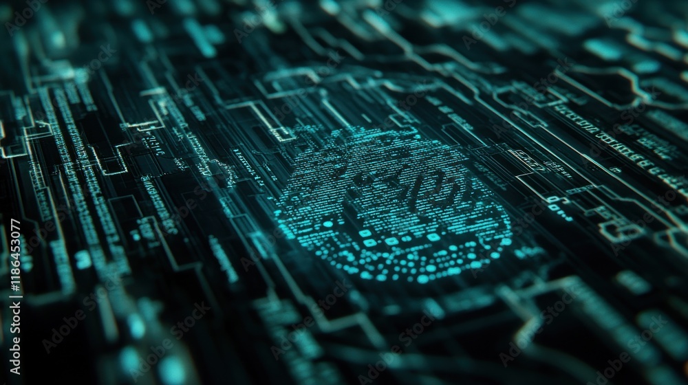 Poster digital fingerprint: cybersecurity and biometric authentication in a futuristic tech landscape