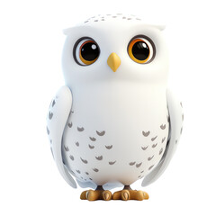 Obraz premium Cute 3D Cartoon Snowy Owl Character Design on transparent background for Illustrations and Graphic Projects