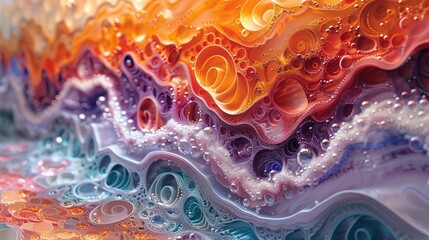 A close-up of vibrant, modern wall art with sharp focus and high HD quality, set against a clean, minimalistic background