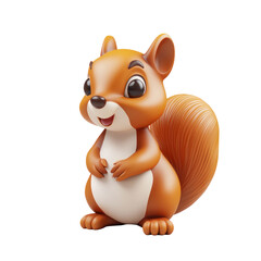 Naklejka premium Cute 3D Cartoon Squirrel Icon with Bright Colors and Charming Expression on a Clean transparent background