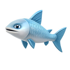 Colorful 3D Cartoon Fish Icon Design on transparent background.