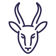 springbok, gazelle line icon on white