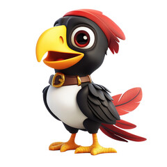 Obraz premium Colorful 3D cartoon bird character with vibrant features and friendly expression on a transparent background