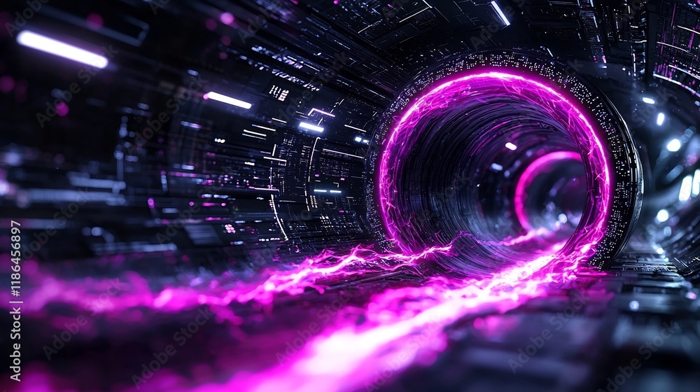 Aufkleber vibrant abstract digital cityscape featuring a captivating wave of light with quantum fluctuations c