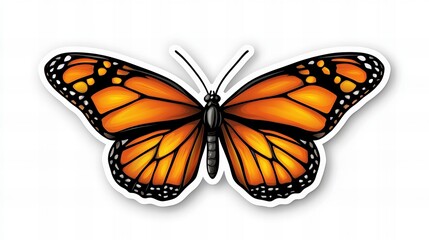Obraz premium Vibrant orange monarch butterfly sticker design. Intricate wing details.