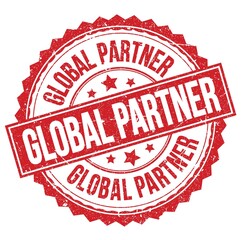 GLOBAL PARTNER text on red round stamp sign