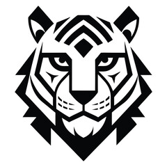 abstract tiger head logo design in black and white vector isolated on white background