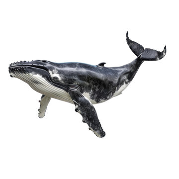 Majestic Bowhead Whale Swimming Gracefully in Clear Water with a Clean transparent background