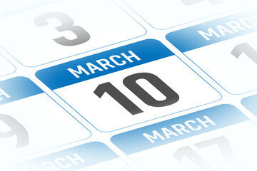 10 March calendar day vector illustration