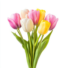 Naklejka premium vibrant bouquet of tulips in various colors, perfect for spring