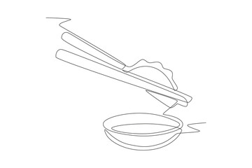 Jiaozi chinese dumplings concept one-line drawing