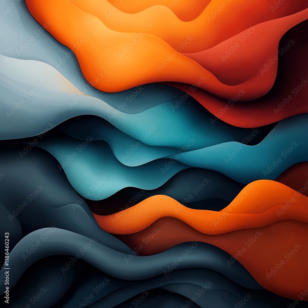 Poster mesmerizing undulating shapes in vibrant iridescent cosmic dreamscape abstract digital painting with