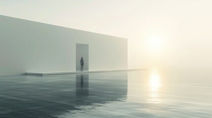 A minimalist wall art piece captured in high HD resolution, featuring fine textures and smooth gradients against a plain background.