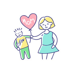 children s drawing for mom vector icon, mother’s day vector illustration - simple illustration of children s drawing for mom perfect for logos, and mother’s day -themed designs.