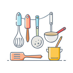 cooking utensils for mom s kitchen vector icon, mother’s day vector illustration - simple illustration of cooking utensils for mom s kitchen perfect for logos, and mother’s day -themed designs.