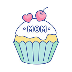 cupcake decorated for mom vector icon, mother’s day vector illustration - simple illustration of cupcake decorated for mom perfect for logos, and mother’s day -themed designs.