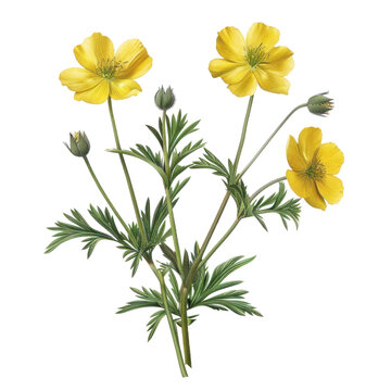 Photorealistic Cinquefoil Flower Isolated on Clean transparent background for Creative and Editorial Use