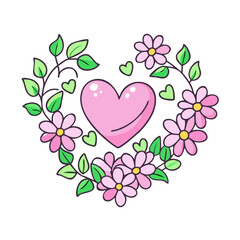 floral heart vector icon, mother’s day vector illustration - simple illustration of floral heart perfect for logos, and mother’s day -themed designs.