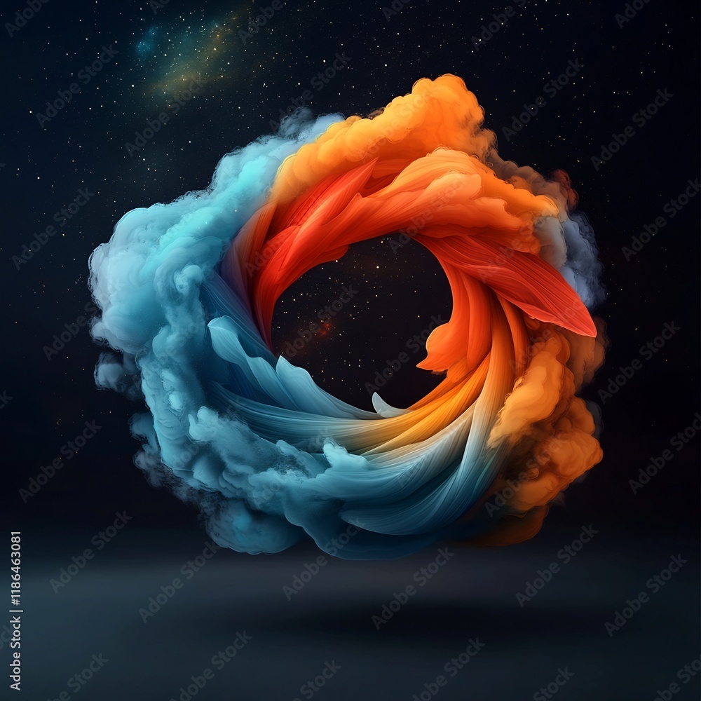 Aufkleber flowing abstract iridescent form with a transcendental kaleidoscopic color gradients creating a hypn