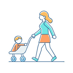 mom and child on a walk vector icon, mother’s day vector illustration - simple illustration of mom and child on a walk perfect for logos, and mother’s day -themed designs.