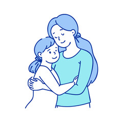 mom and daughter hugging vector icon, mother’s day vector illustration - simple illustration of mom and daughter hugging perfect for logos, and mother’s day -themed designs.