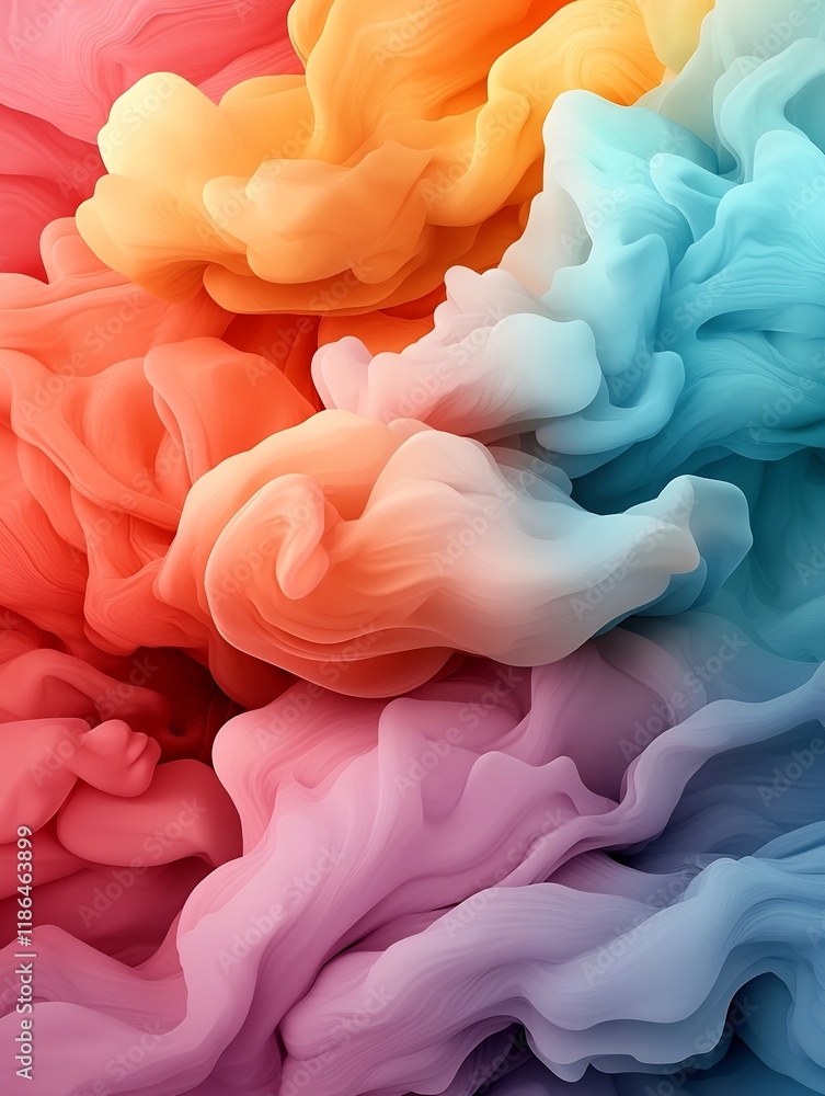 Poster fluid iridescent marbled shapes and waves create a captivating dreamlike abstract background with a 