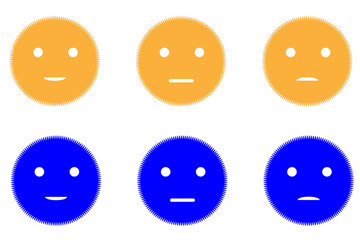 happy sad emoji series, happy , sad, average, red emoji, yellow emoji, face, emotions, feedback, emoji, helping, look, good, bad, nature, value, expressions, attitude