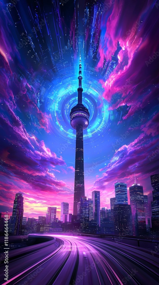 Aufkleber captivating quantum fluctuations shimmering holographic data stream illuminating a retrofuturistic s