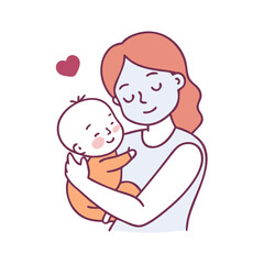 mother and baby snuggling vector icon, mother’s day vector illustration - simple illustration of mother and baby snuggling perfect for logos, and mother’s day -themed designs.