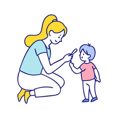mother and child drawing vector icon, mother’s day vector illustration - simple illustration of mother and child drawing perfect for logos, and mother’s day -themed designs.