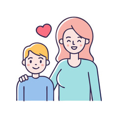 mother and son vector icon, mother’s day vector illustration - simple illustration of mother and son perfect for logos, and mother’s day -themed designs.