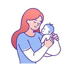 mother holding newborn vector icon, mother’s day vector illustration - simple illustration of mother holding newborn perfect for logos, and mother’s day -themed designs.