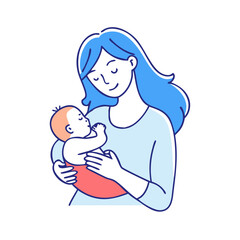 mother holding newborn vector icon, mother’s day vector illustration - simple illustration of mother holding newborn perfect for logos, and mother’s day -themed designs.