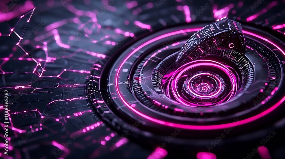 Poster luminous quantum spiral captivating futuristic digital visualization with ethereal shimmering light 