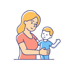 mother with toddler vector icon, mother’s day vector illustration - simple illustration of mother with toddler perfect for logos, and mother’s day -themed designs.