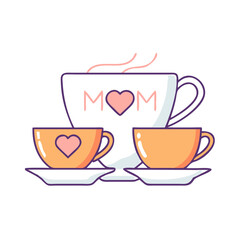 teacup set for mom. vector icon, mother’s day vector illustration - simple illustration of teacup set for mom.perfect for logos, and mother’s day -themed designs.