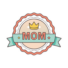vintage mom badge vector icon, mother’s day vector illustration - simple illustration of vintage mom badge perfect for logos, and mother’s day -themed designs.