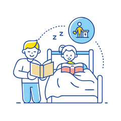 bedtime story vector icon, mother’s day vector illustration - simple illustration of bedtime story perfect for logos, and mother’s day -themed designs.