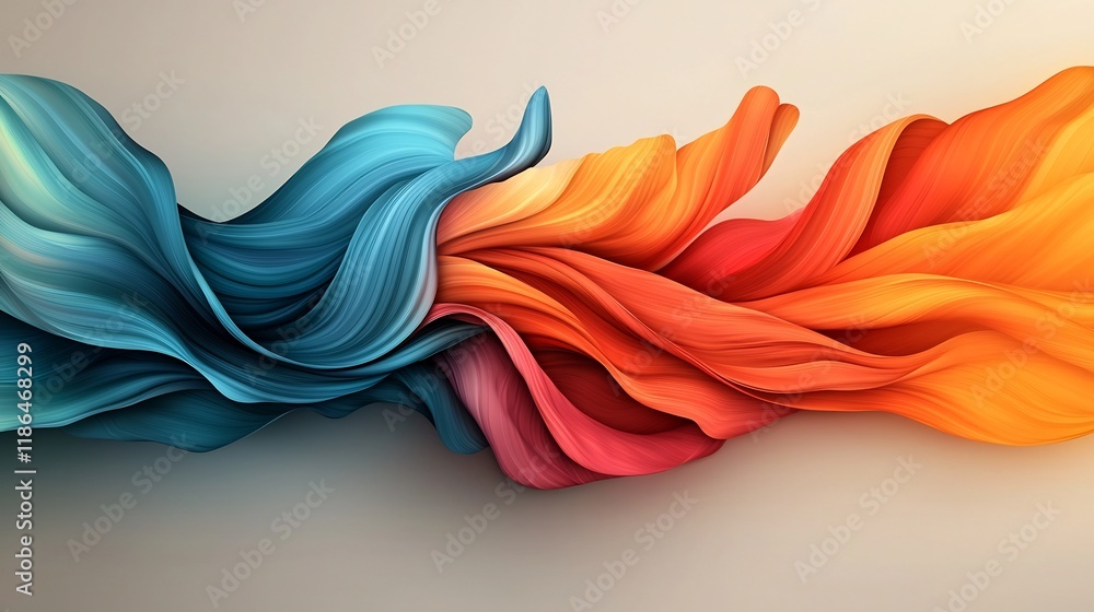 Poster visually striking abstract background design featuring a wavy iridescent shape with a mesmerizing ti