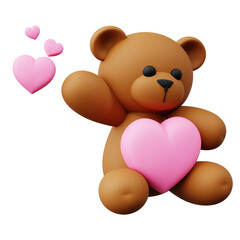 3D Teddy Bear with Pink Heart Plush for Valentine's Gift, Valentine's Day Concept theme design