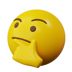 3d Emoticon Thinking Yellow Ball Emoticon Emoji or Smiley