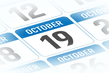 19 October calendar day vector illustration