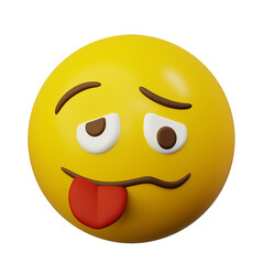 3d Emoticon Drunk or Stupid Face Yellow Ball Emoticon Emoji or Smiley