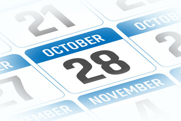 Naklejka premium 28 October calendar day vector illustration