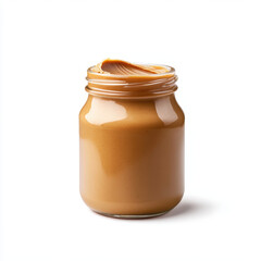 Creamy peanut butter in glass jar, perfect for spreading or cooking