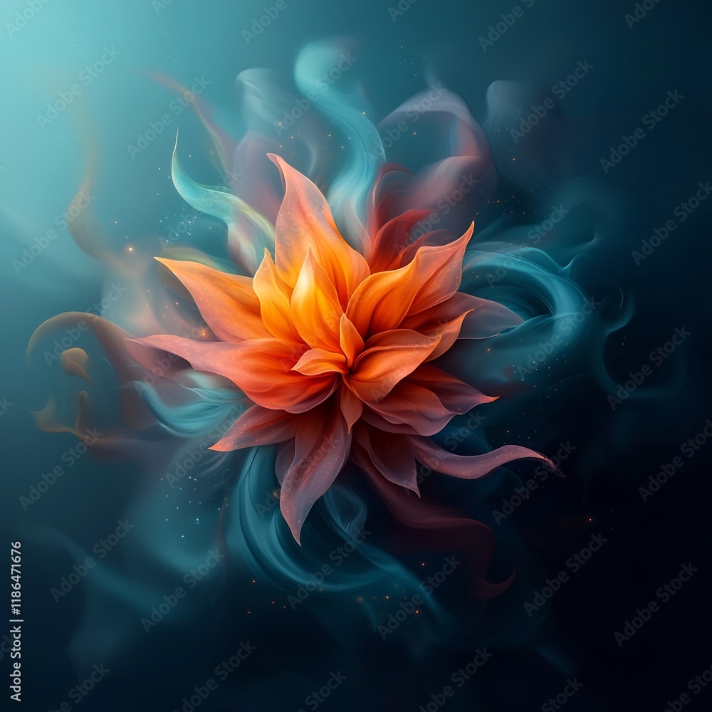 Poster captivating kaleidoscopic backdrop with bioluminescent iridescent swirls and ethereal transcendent v