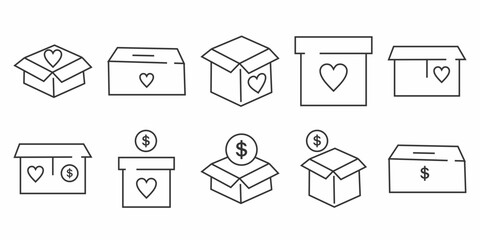 Donation Box Line Icon