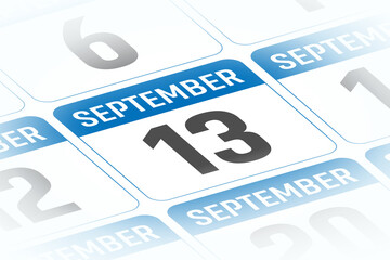 13 September calendar day vector illustration
