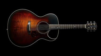 Elegant Acoustic Guitar Showcased Against Black Background