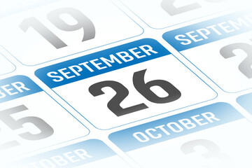 26 September calendar day vector illustration